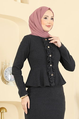 moda selvim طقم أسود 24093UKBK1160 - Thumbnail