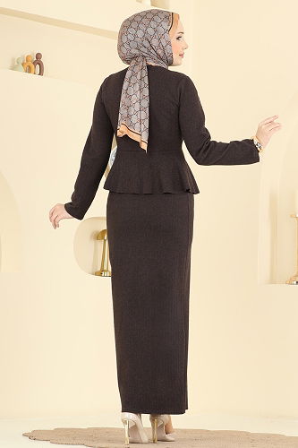 moda selvim طقم بني 24093UKBK1160 - Thumbnail