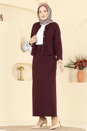 moda selvim طقم خمري 24093UKBK1160 - Thumbnail