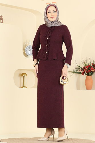 moda selvim طقم خمري 24093UKBK1160 - Thumbnail