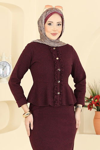 moda selvim طقم خمري 24093UKBK1160 - Thumbnail