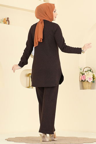 moda selvim طقم بني 24095UKBK1160 - Thumbnail