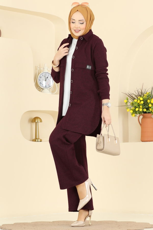 Modaselvim Hijab Combinations Combined 24095UKBK1160 Burgundy