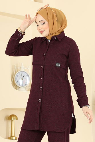 moda selvim طقم خمري 24095UKBK1160 - Thumbnail