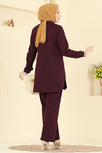 moda selvim طقم خمري 24095UKBK1160 - Thumbnail