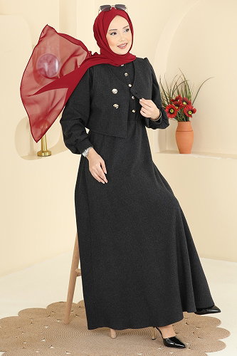 moda selvim طقم أسود 24096UKBK1160 - Thumbnail