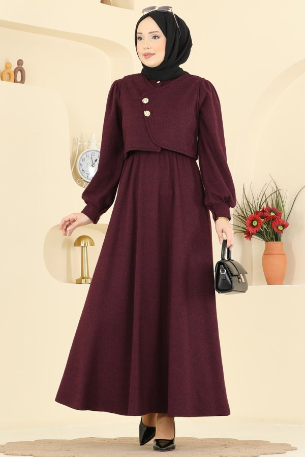 Modaselvim Dress Combined 24096UKBK1160 Burgundy