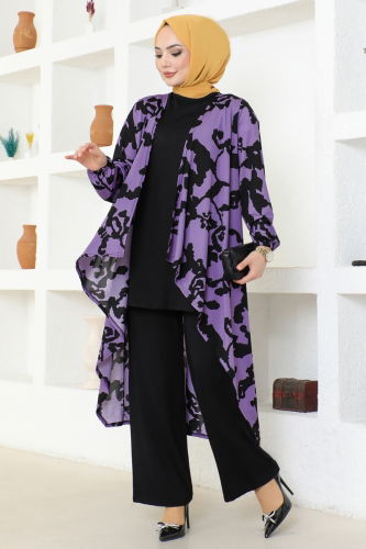 moda selvim COMBINED 240DVL817 Pattern 1 Lilac & Black - Thumbnail