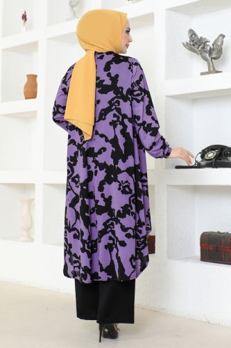 moda selvim Combined 240DVL817 Pattern 1 Lilac & Black - Thumbnail