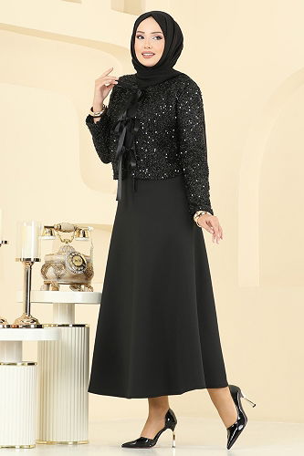 moda selvim طقم أسود 2418TEG847 - Thumbnail