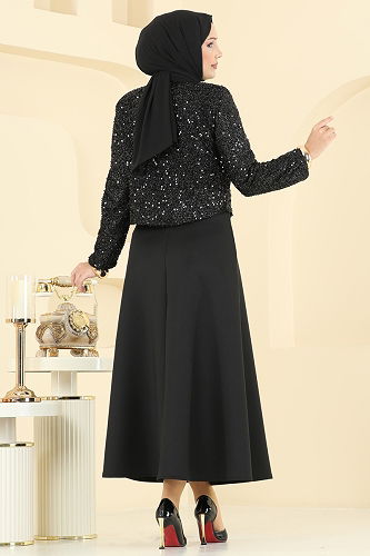 moda selvim طقم أسود 2418TEG847 - Thumbnail