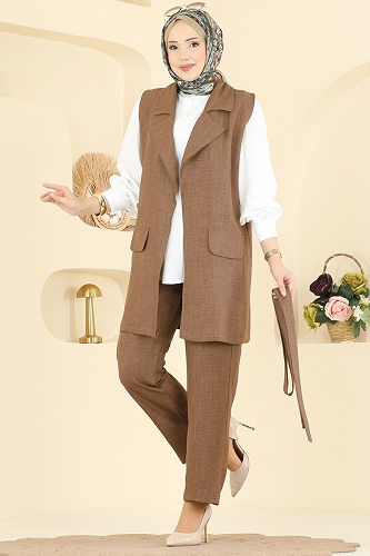 moda selvim طقم بني فاتح 2456HBS856 - Thumbnail