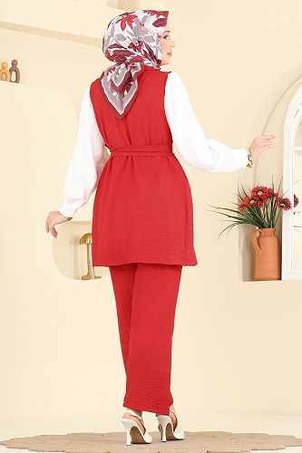 moda selvim طقم احمر 2456HBS856 - Thumbnail