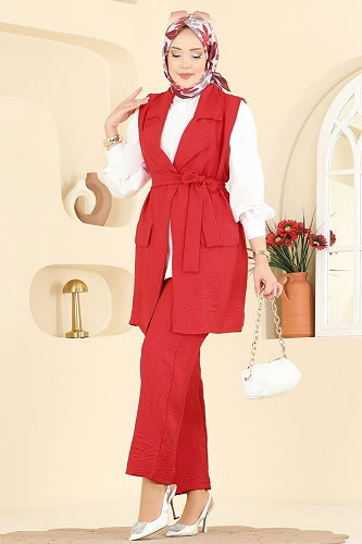 moda selvim طقم احمر 2456HBS856 - Thumbnail