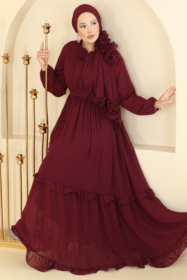 Modaselvim Hijab Combinations Combined 2499ANT466 Burgundy