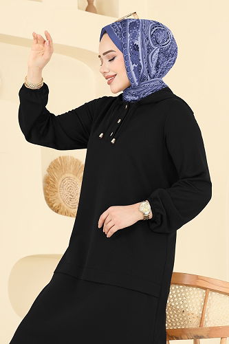 moda selvim طقم أسود 25007UKB139 - Thumbnail