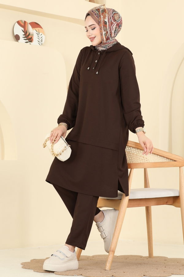 Modaselvim Hijab Combinations Combined 25007UKB139 Brown