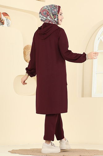 moda selvim طقم خمري 25007UKB139 - Thumbnail