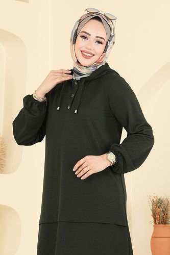 moda selvim طقم اخضر عفني 25007UKB139 - Thumbnail