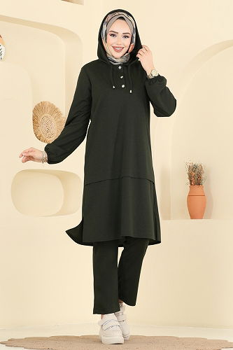 moda selvim طقم اخضر عفني 25007UKB139 - Thumbnail