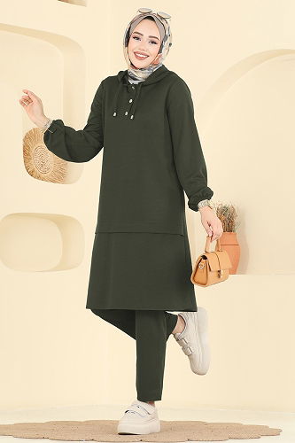 moda selvim طقم اخضر عفني 25007UKB139 - Thumbnail