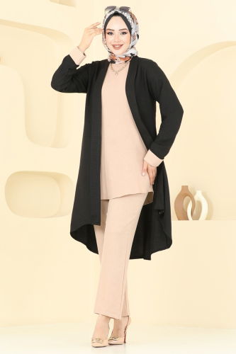 moda selvim طقم أسود 25071MTS1094 - Thumbnail