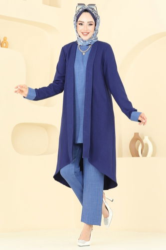 moda selvim طقم كحلي 25071MTS1094 - Thumbnail