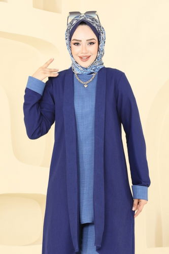 moda selvim طقم كحلي 25071MTS1094 - Thumbnail