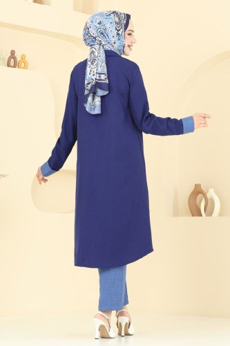 moda selvim طقم كحلي 25071MTS1094 - Thumbnail