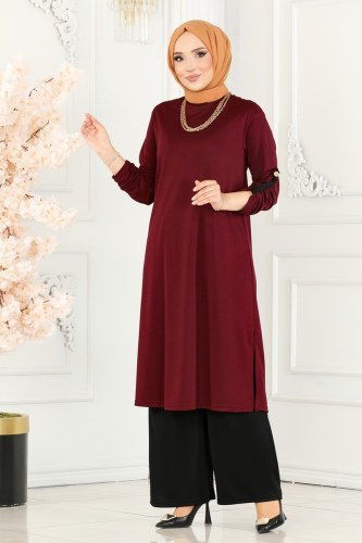 moda selvim Combined 250DVL817 Burgundy & Black - Thumbnail
