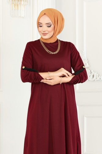 moda selvim Combined 250DVL817 Burgundy & Black - Thumbnail