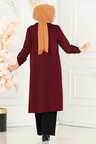 moda selvim Combined 250DVL817 Burgundy & Black - Thumbnail