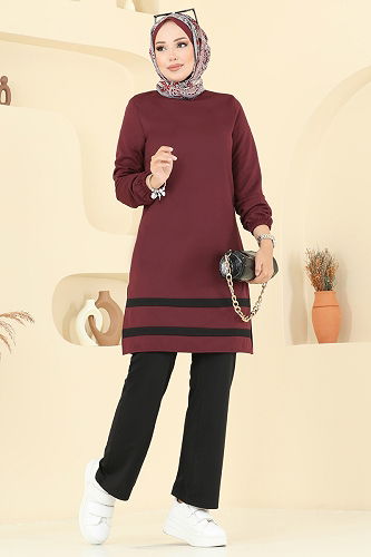 moda selvim طقم خمري و أسود 2516SL432 - Thumbnail