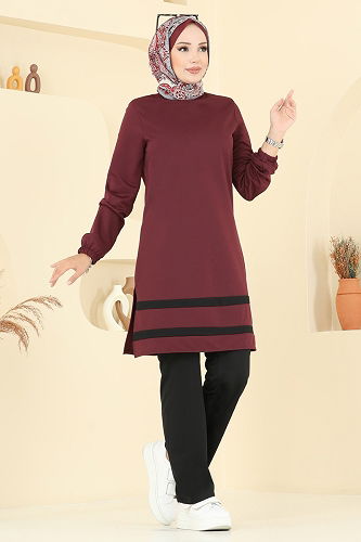 moda selvim طقم خمري و أسود 2516SL432 - Thumbnail