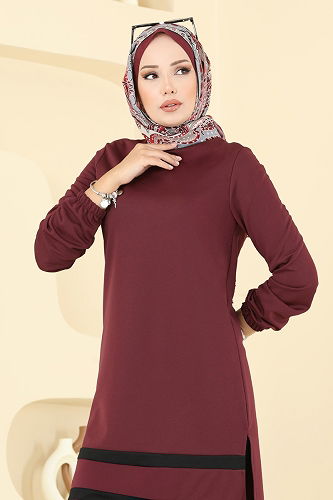 moda selvim طقم خمري و أسود 2516SL432 - Thumbnail