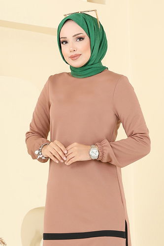 moda selvim طقم لاتيه وأسود 2516SL432 - Thumbnail