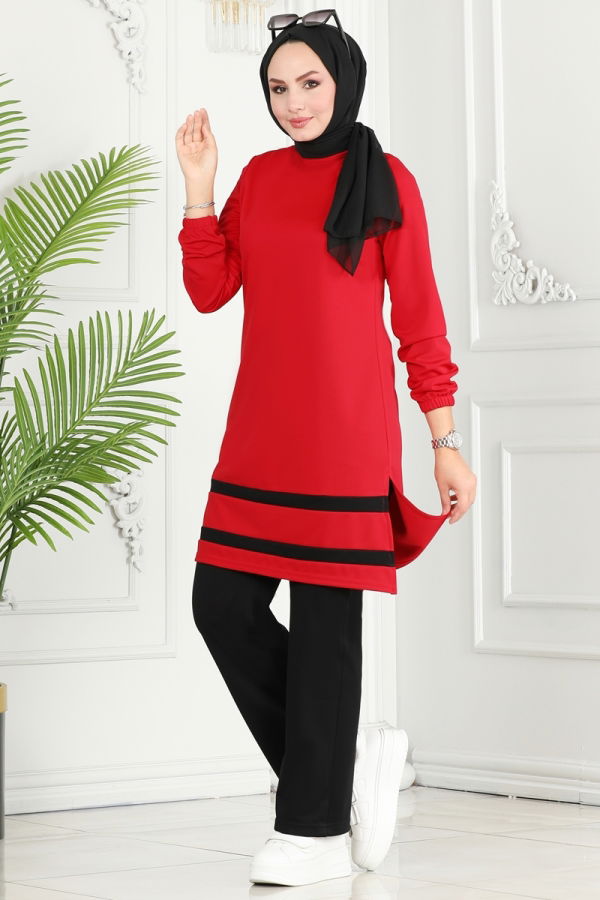 Modaselvim Hijab Combinations COMBINED 2516SL432 Red & Black