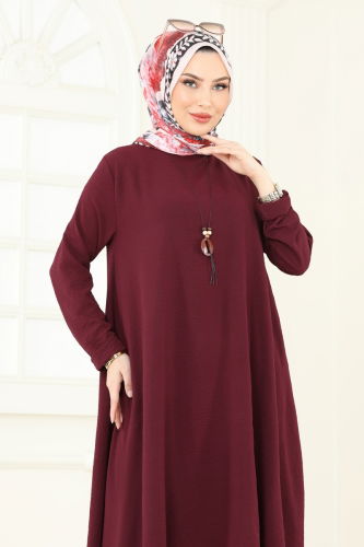 moda selvim طقم خمري 2525BG354 - Thumbnail