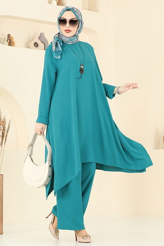 moda selvim طقم بترولي فاتح 2525BG354 - Thumbnail