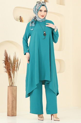 moda selvim طقم بترولي فاتح 2525BG354 - Thumbnail