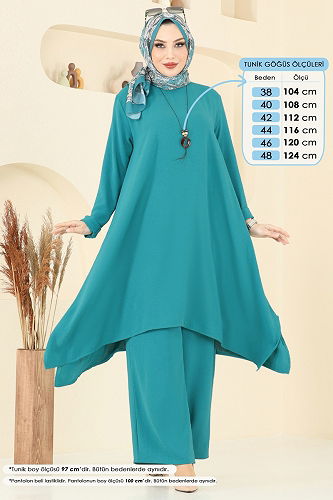 moda selvim طقم بترولي فاتح 2525BG354 - Thumbnail