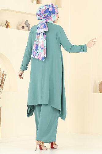 moda selvim طقم أخضر باهت 2525BG354 - Thumbnail