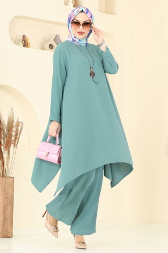 moda selvim طقم أخضر باهت 2525BG354 - Thumbnail