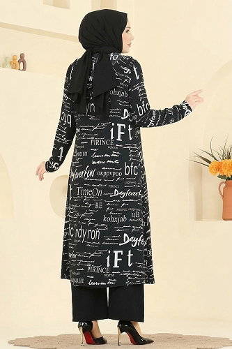 moda selvim طقم أسود 2525ERK1158 - Thumbnail