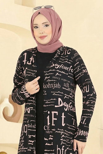 moda selvim Combined 2525ERK1158 Black & Rose Dried - Thumbnail