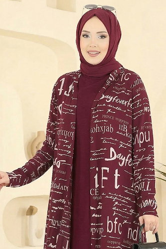 moda selvim طقم خمري 2525ERK1158 - Thumbnail