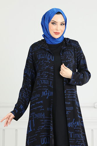 moda selvim طقم أزرق واسود 2525ERK1158 - Thumbnail