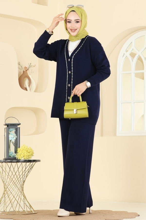Modaselvim Hijab Combinations Combined 25302BRZ597 Navy Blue
