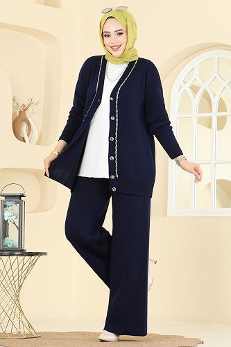 moda selvim طقم كحلي 25302BRZ597 - Thumbnail