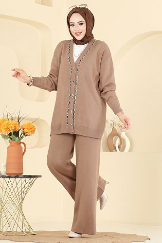 moda selvim طقم بيج 25302BRZ597 - Thumbnail